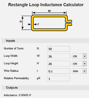 EEWeb калькулятор индуктивности