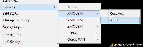загрузка файла по протоколу XMODEM